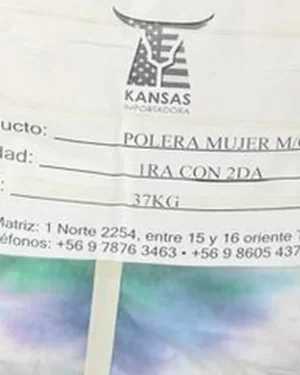 Detalle de la etiqueta - Fardo de poleras de mujer manga corta primera con segunda 37 kg - Importadora Kansas