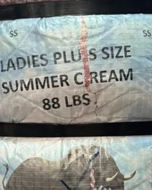Detalle de la etiqueta - Fardo surtido de mujer verano XL primera premium 40 kg - Importadora Kansas