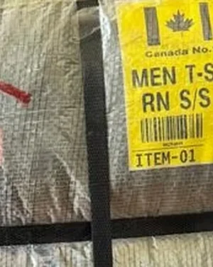 Etiqueta del fardo POLERA HOMBRE MANGA CORTA 1ERA 45KG - Importadora Kansas